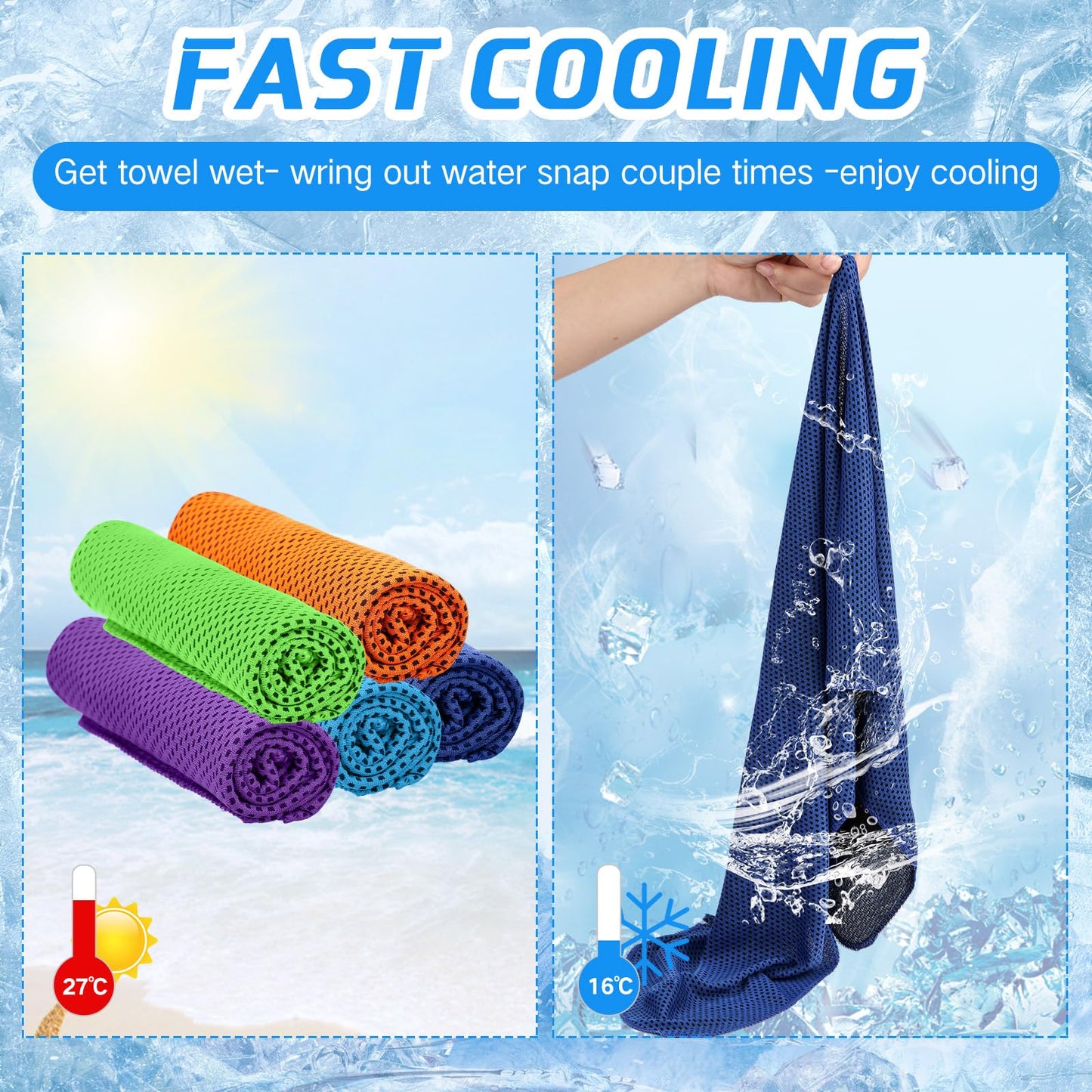 BBTO 100 Pack Cooling Towel - Microfiber Cold Sports Sweat Rags Neck & Face Breathable Ice Chilly Towel for Gym Yoga Golf Workout Beach Accessories