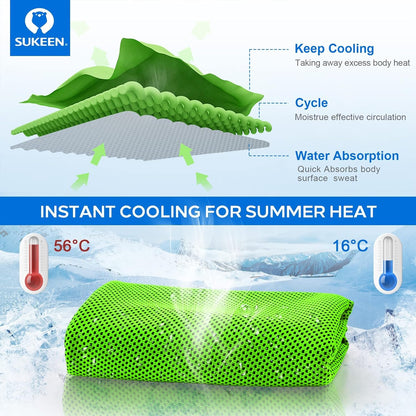 Sukeen 8 Pack Cooling Towels (40"x12"), Cooling Towels for Neck and Face, Microfiber Soft Breathable Chilly Ice Towel, Sweat Towel for Gym, Yoga, Sports, Golf, Camping, Running, Fitness, Workout