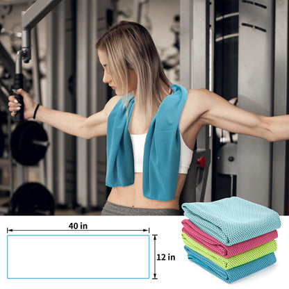 YESLIFE 4 Pack Cooling Towels (40"x12"), Gym Sweat Towels, Cooling Neck Wraps, Soft Breathable Microfiber Towels for Yoga, Running, Sport, Workout, Camping & More (Multicolor)