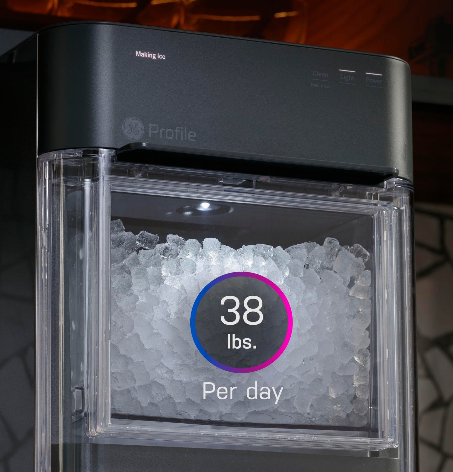 GE Profile Opal Ultra, Countertop Nugget Ice Maker, 1 Gal XL Side Tank, *Amazon Exclusive*, 38 lbs/Day, Pebble Pellet Crushed Ice Machine, WiFi Stainless Steel