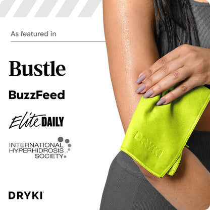 DRYKI Sweat Absorbing Handkerchiefs - The Original Pocket-Sized Sweat Towels - Quick-Dry Microfiber Sweat Rags for Face, Hands, & Body - Men & Women - Gym, Sports, and Work (Black: 5 Pack)