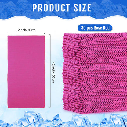 Hosuly 30 Pack Cooling Towels, 40"x12" Ice Breathable Soft Chilly Sweat Rag Microfiber Workout Rags for Gym Cooling Towels for Neck and Face for Yoga Golf Sport Running