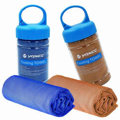 YQXCC 2 Pack Cooling Towels (47"x12"), Ice Cool Neck Towel, Soft Breathable Microfiber for Yoga, Golf, Gym, Running, Camping & Hot Weather