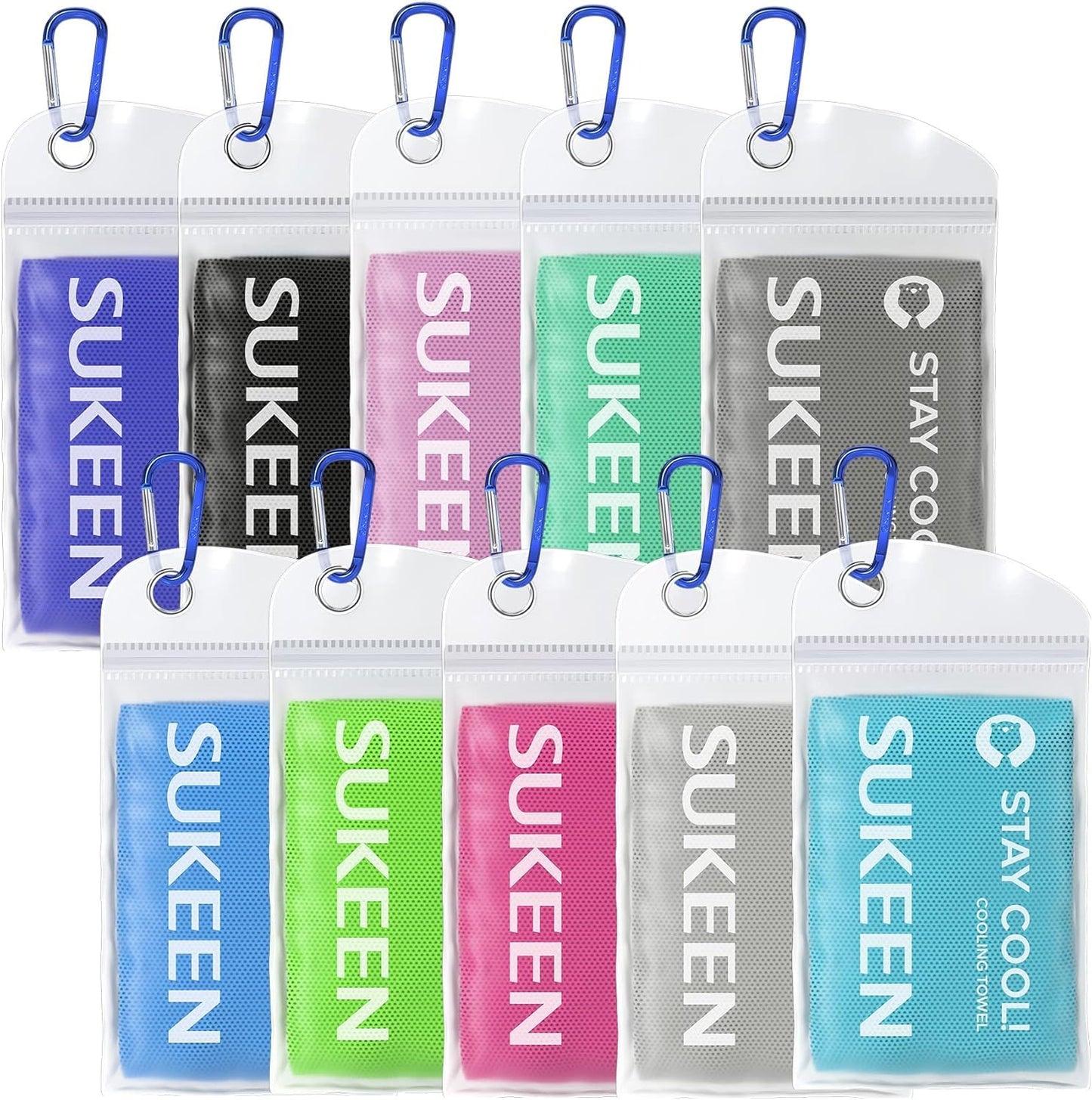 Sukeen 8 Pack Cooling Towels (40"x12"), Cooling Towels for Neck and Face, Microfiber Soft Breathable Chilly Ice Towel, Sweat Towel for Gym, Yoga, Sports, Golf, Camping, Running, Fitness, Workout