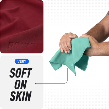 DRYKI Sweat Absorbing Handkerchiefs - The Original Pocket-Sized Sweat Towels - Quick-Dry Microfiber Sweat Rags for Face, Hands, & Body - Men & Women - Gym, Sports, and Work (Black: 5 Pack)