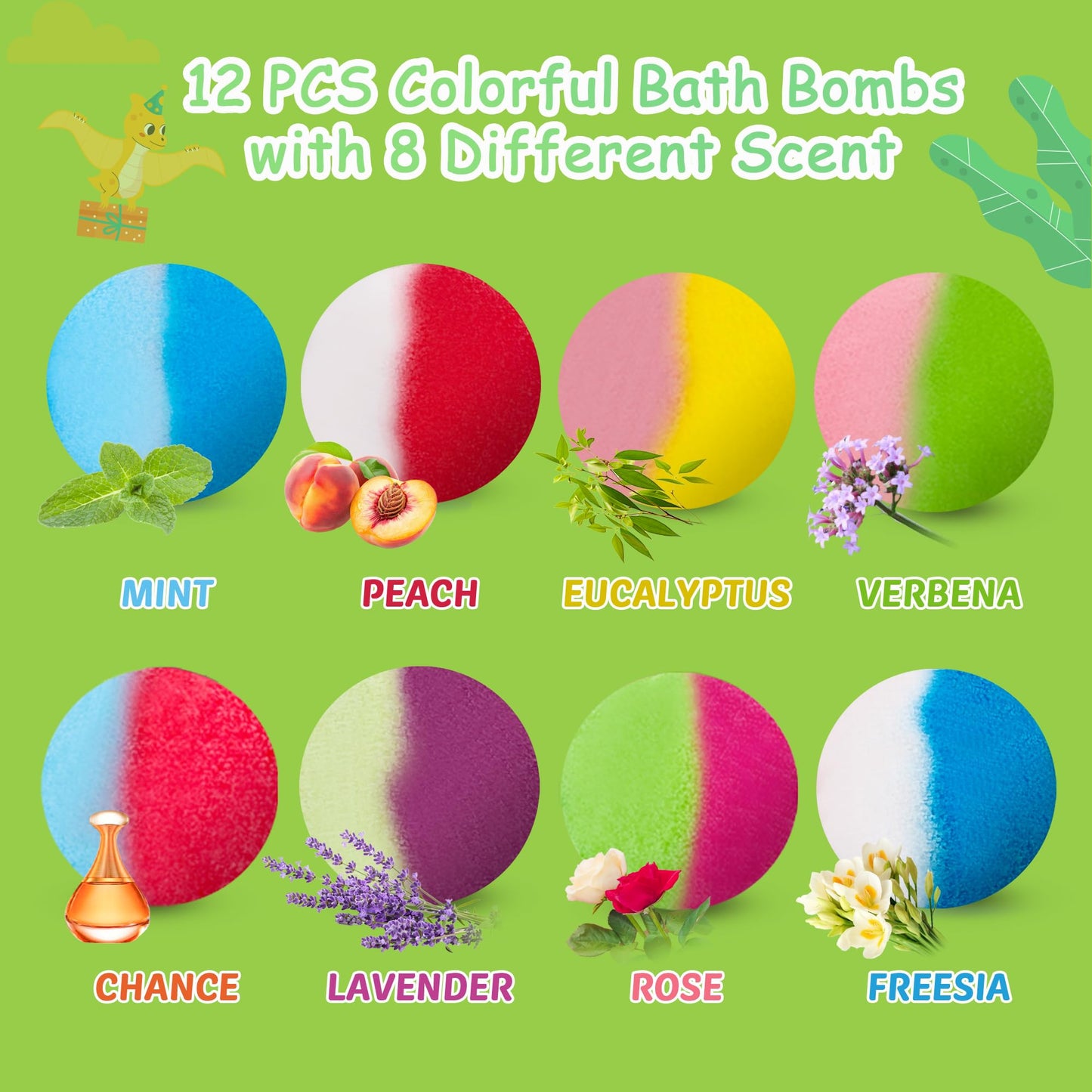 Bath Bombs for Kids, 12 Pcs Bath Bombs with Glow in The Dark Ocean Surprise Inside, Handmade Organic Bubble Bath Ball Gift Set for Boys and Girls, Gift for Birthday Christmas Easter