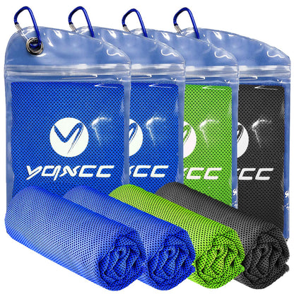 YQXCC 4 Pack Cooling Towels (47"x12"), Ice Cool Neck Towel, Soft Breathable Microfiber for Yoga, Golf, Gym, Running, Camping & Hot Weather