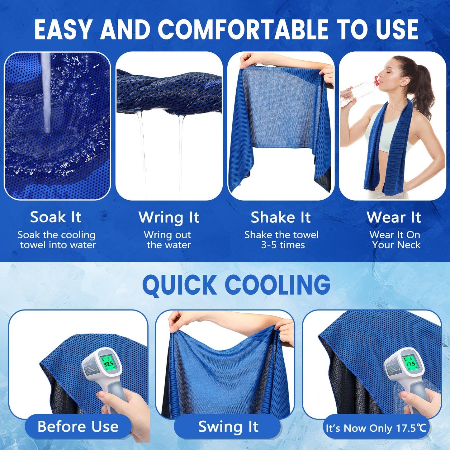 Hosuly 30 Pack Cooling Towels 40"x12" Cooling Neck Wraps Soft Breathable Chilly Towel Ice Towels Microfiber Workout Towel for Yoga Sport Running Workout Gym Camping Fitness Activities(Orange)