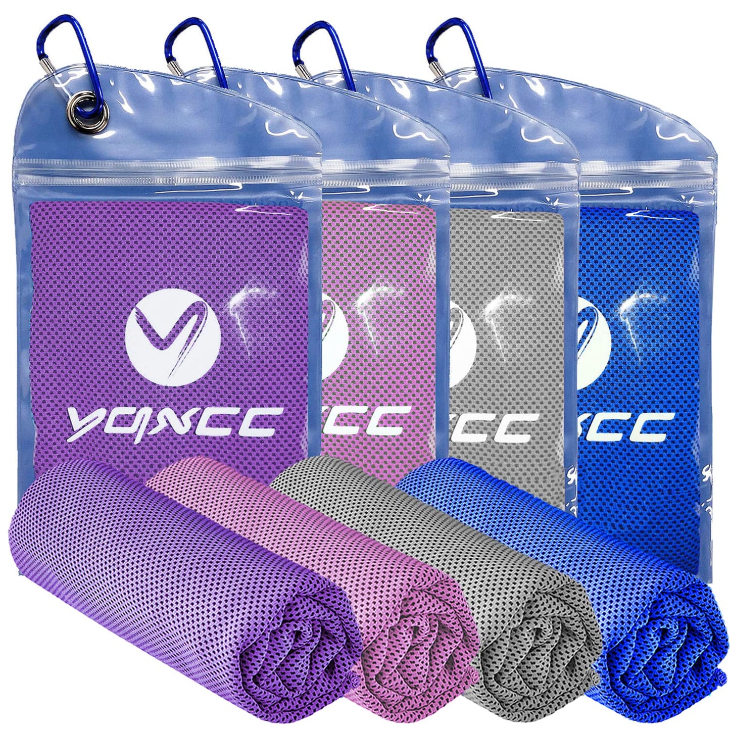 YQXCC 4 Pack Cooling Towels (47"x12"), Ice Cool Neck Towel, Soft Breathable Microfiber for Yoga, Golf, Gym, Running, Camping & Hot Weather