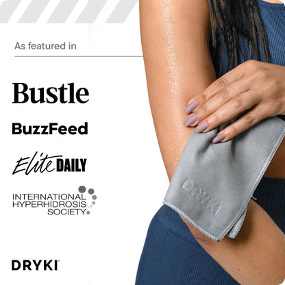 DRYKI Sweat Absorbing Handkerchiefs - The Original Pocket-Sized Sweat Towels - Quick-Dry Microfiber Sweat Rags for Face, Hands, & Body - Men & Women - Gym, Sports, and Work (Black: 5 Pack)