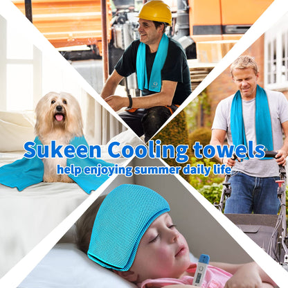 Sukeen [4 Pack Cooling Towel (40"x12"), Soft Breathable Chilly Microfiber Towel for Yoga,Sport,Running,Gym,Workout,Camping,Fitness,Workout & More Activities