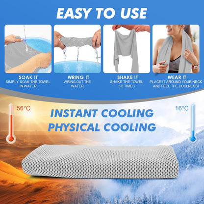 CSITE 4 Pack Cooling Towels (47"x12") for Neck and Face, Ice Towel for Hot Weather, Soft Breathable Chilly Gym Towels, Microfiber Towel for Work Out, Yoga, Running, Camping & More Activities