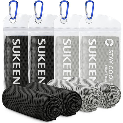 Sukeen [4 Pack Cooling Towel (40"x12"), Soft Breathable Chilly Microfiber Towel for Yoga,Sport,Running,Gym,Workout,Camping,Fitness,Workout & More Activities