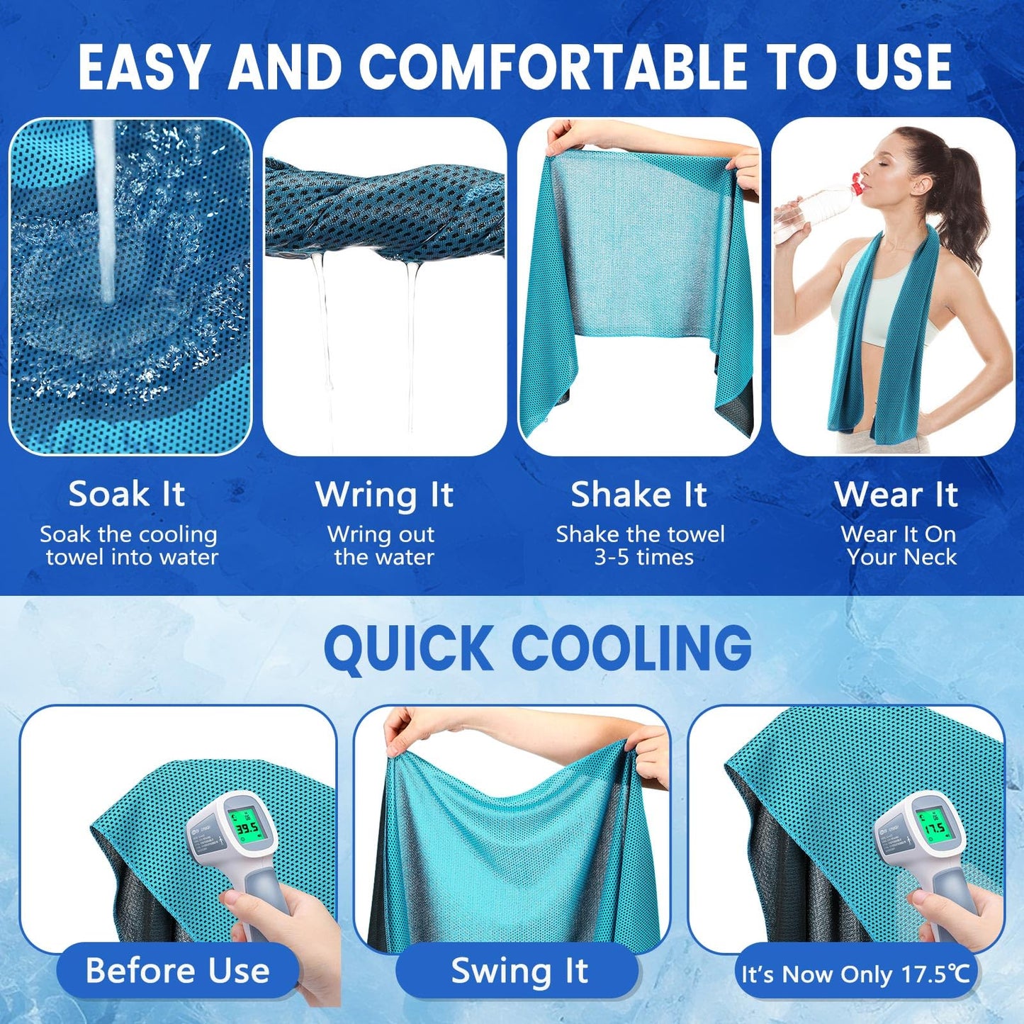 Hosuly 30 Pack Cooling Towels 40"x12" Cooling Neck Wraps Soft Breathable Chilly Towel Ice Towels Microfiber Workout Towel for Yoga Sport Running Workout Gym Camping Fitness Activities(Orange)