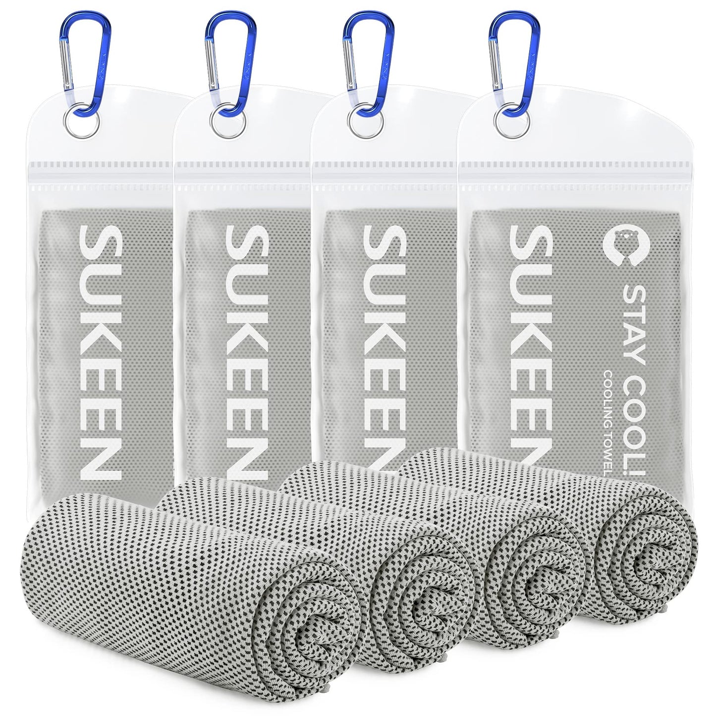 Sukeen [4 Pack Cooling Towel (40"x12"), Soft Breathable Chilly Microfiber Towel for Yoga,Sport,Running,Gym,Workout,Camping,Fitness,Workout & More Activities