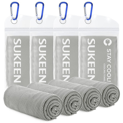Sukeen [4 Pack Cooling Towel (40"x12"), Soft Breathable Chilly Microfiber Towel for Yoga,Sport,Running,Gym,Workout,Camping,Fitness,Workout & More Activities