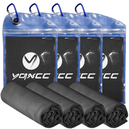 YQXCC 4 Pack Cooling Towels (47"x12"), Ice Cool Neck Towel, Soft Breathable Microfiber for Yoga, Golf, Gym, Running, Camping & Hot Weather