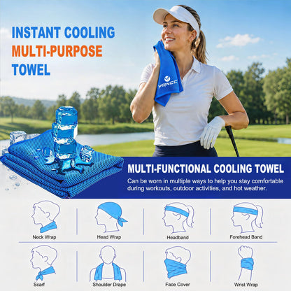 YQXCC 2 Pack Cooling Towels (47"x12"), Ice Cool Neck Towel, Soft Breathable Microfiber for Yoga, Golf, Gym, Running, Camping & Hot Weather