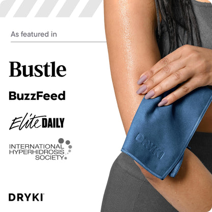DRYKI Sweat Absorbing Handkerchiefs - The Original Pocket-Sized Sweat Towels - Quick-Dry Microfiber Sweat Rags for Face, Hands, & Body - Men & Women - Gym, Sports, and Work (Black: 5 Pack)