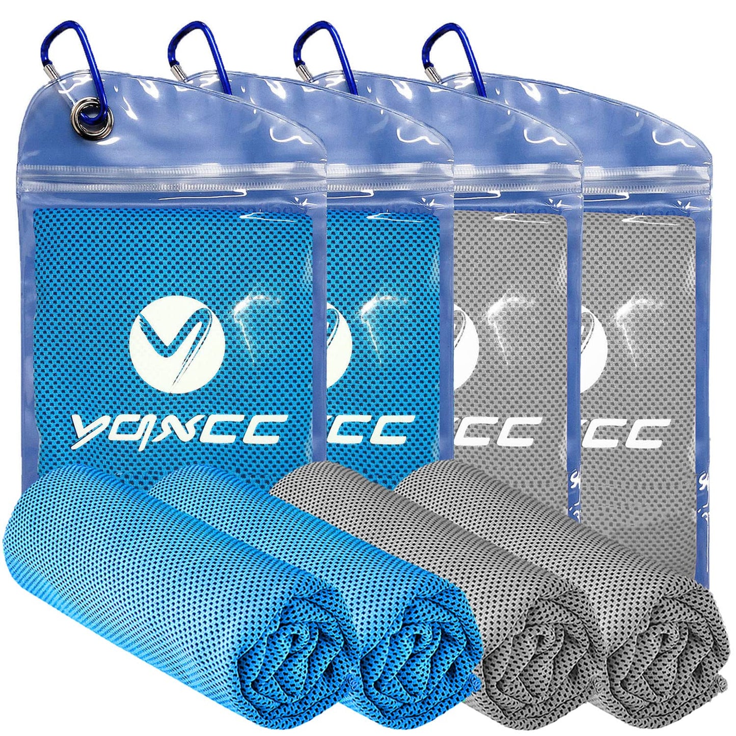 YQXCC 4 Pack Cooling Towels (47"x12"), Ice Cool Neck Towel, Soft Breathable Microfiber for Yoga, Golf, Gym, Running, Camping & Hot Weather