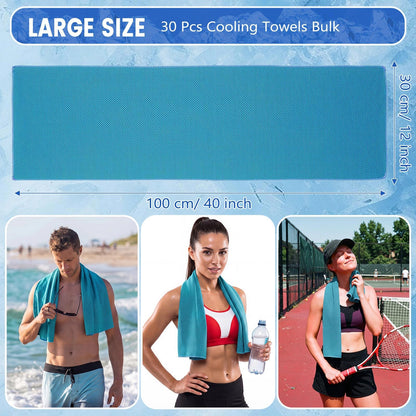 Hosuly 30 Pack Cooling Towels 40"x12" Cooling Neck Wraps Soft Breathable Chilly Towel Ice Towels Microfiber Workout Towel for Yoga Sport Running Workout Gym Camping Fitness Activities(Orange)