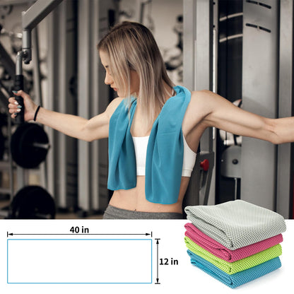 YESLIFE 4 Pack Cooling Towels (40"x12"), Gym Sweat Towels, Cooling Neck Wraps, Soft Breathable Microfiber Towels for Yoga, Running, Sport, Workout, Camping & More (Multicolor)