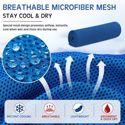 BBTO 100 Pack Cooling Towel - Microfiber Cold Sports Sweat Rags Neck & Face Breathable Ice Chilly Towel for Gym Yoga Golf Workout Beach Accessories