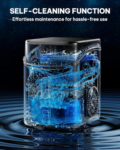 Silonn Ice Maker Countertop, Portable Ice Machine with Carry Handle, Self-Cleaning Ice Makers with Basket and Scoop, 9 Cubes in 6 Mins, 26 lbs per Day, Ideal for Home, Kitchen, Camping, RV
