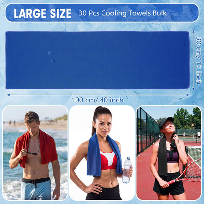 Hosuly 30 Pack Cooling Towels 40"x12" Cooling Neck Wraps Soft Breathable Chilly Towel Ice Towels Microfiber Workout Towel for Yoga Sport Running Workout Gym Camping Fitness Activities(Orange)