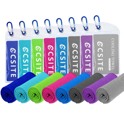 CSITE 4 Pack Cooling Towels (47"x12") for Neck and Face, Ice Towel for Hot Weather, Soft Breathable Chilly Gym Towels, Microfiber Towel for Work Out, Yoga, Running, Camping & More Activities