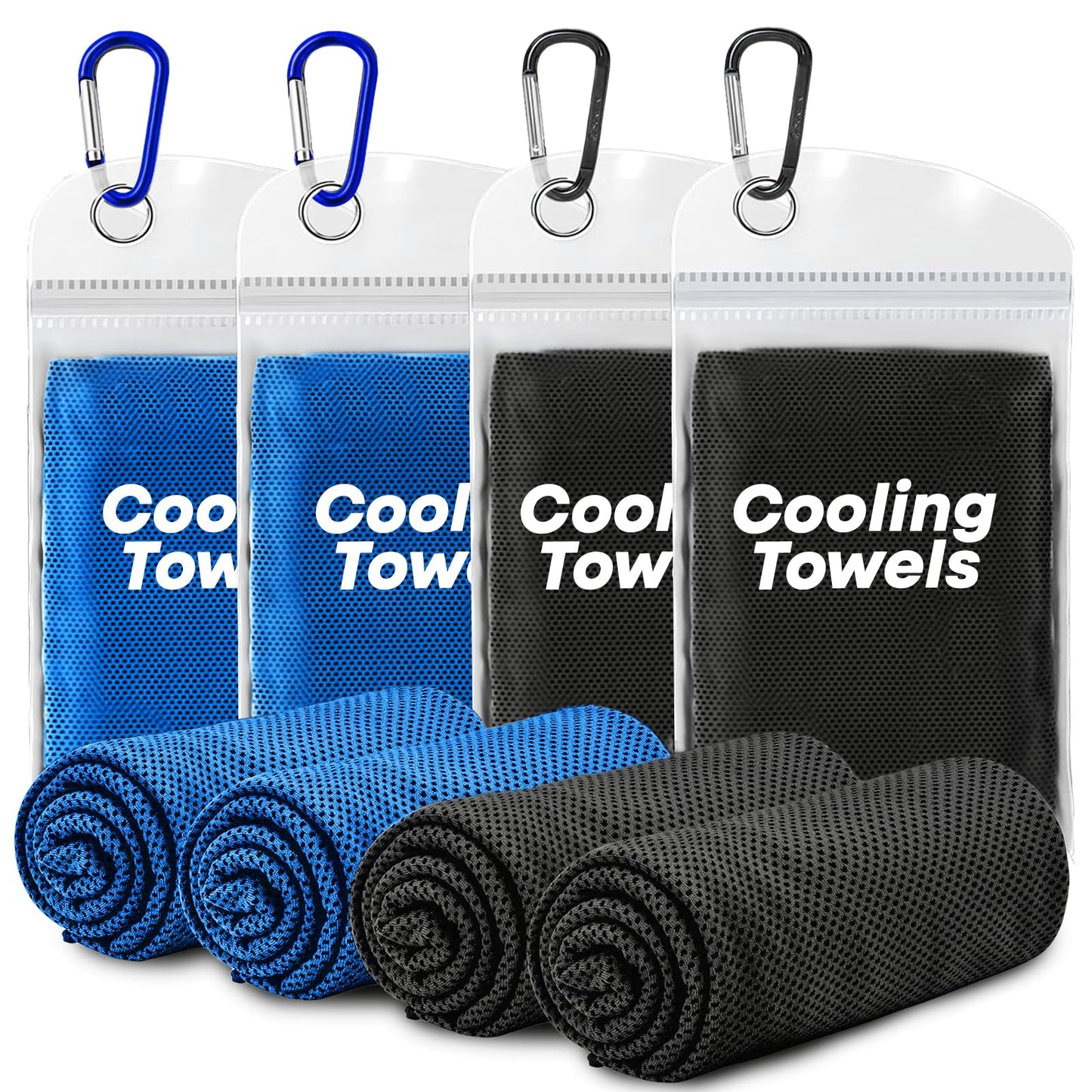 4 Pack Cooling Towels (40"x 12"), Soft Breathable Gym Towels, Outdoors Ice Towel for Neck and Face, Camp Essentials Microfiber Sweat Towels for Gym, Run, Yoga, Workout, Travel, Climb