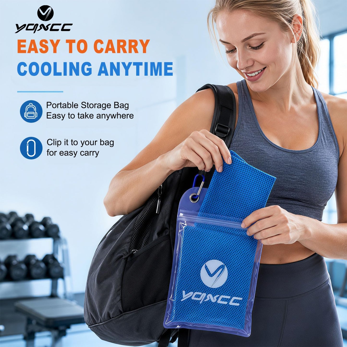 YQXCC 4 Pack Cooling Towels (47"x12"), Ice Cool Neck Towel, Soft Breathable Microfiber for Yoga, Golf, Gym, Running, Camping & Hot Weather