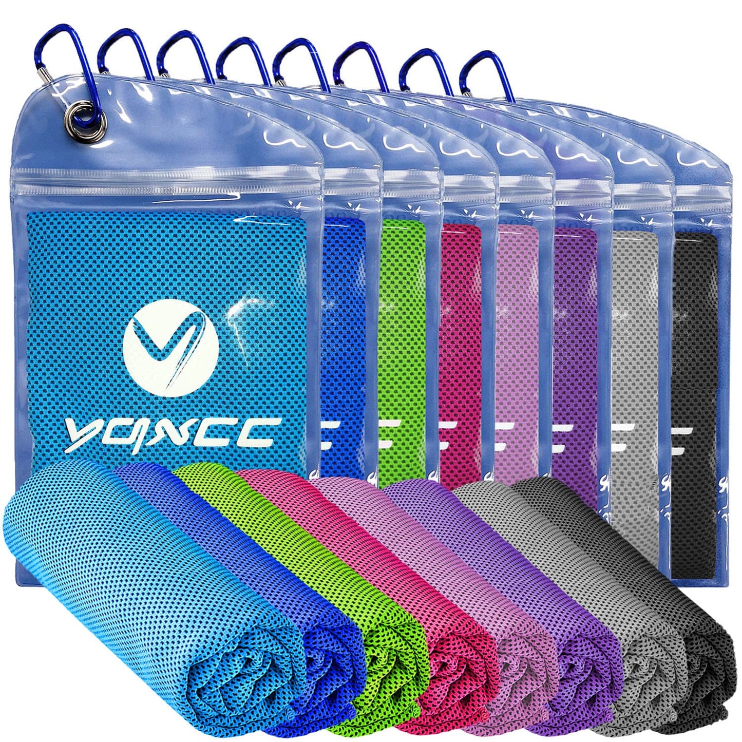 YQXCC 4 Pack Cooling Towels (47"x12"), Ice Cool Neck Towel, Soft Breathable Microfiber for Yoga, Golf, Gym, Running, Camping & Hot Weather