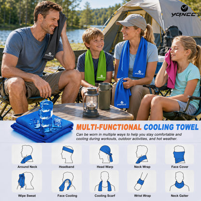 YQXCC 4 Pack Cooling Towels (47"x12"), Ice Cool Neck Towel, Soft Breathable Microfiber for Yoga, Golf, Gym, Running, Camping & Hot Weather