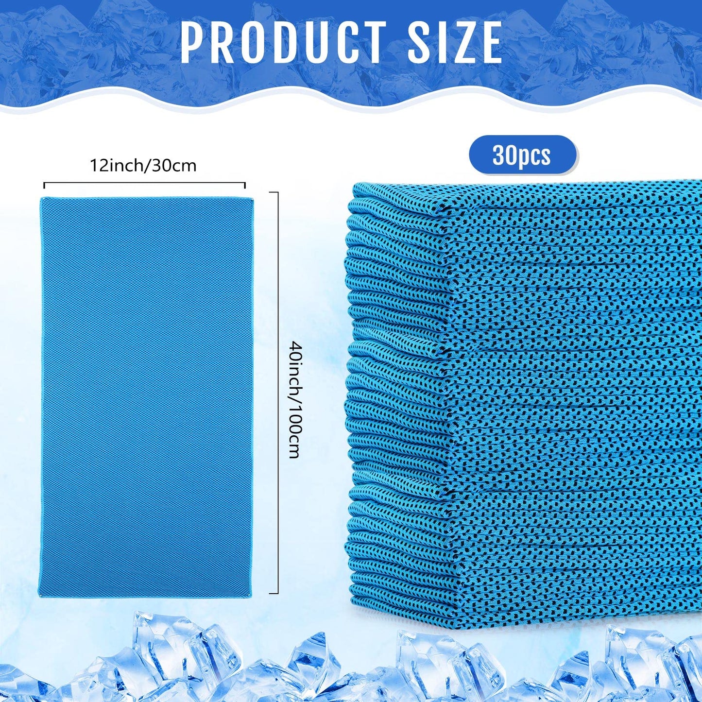 Hosuly 30 Pack Cooling Towels, 40"x12" Ice Breathable Soft Chilly Sweat Rag Microfiber Workout Rags for Gym Cooling Towels for Neck and Face for Yoga Golf Sport Running
