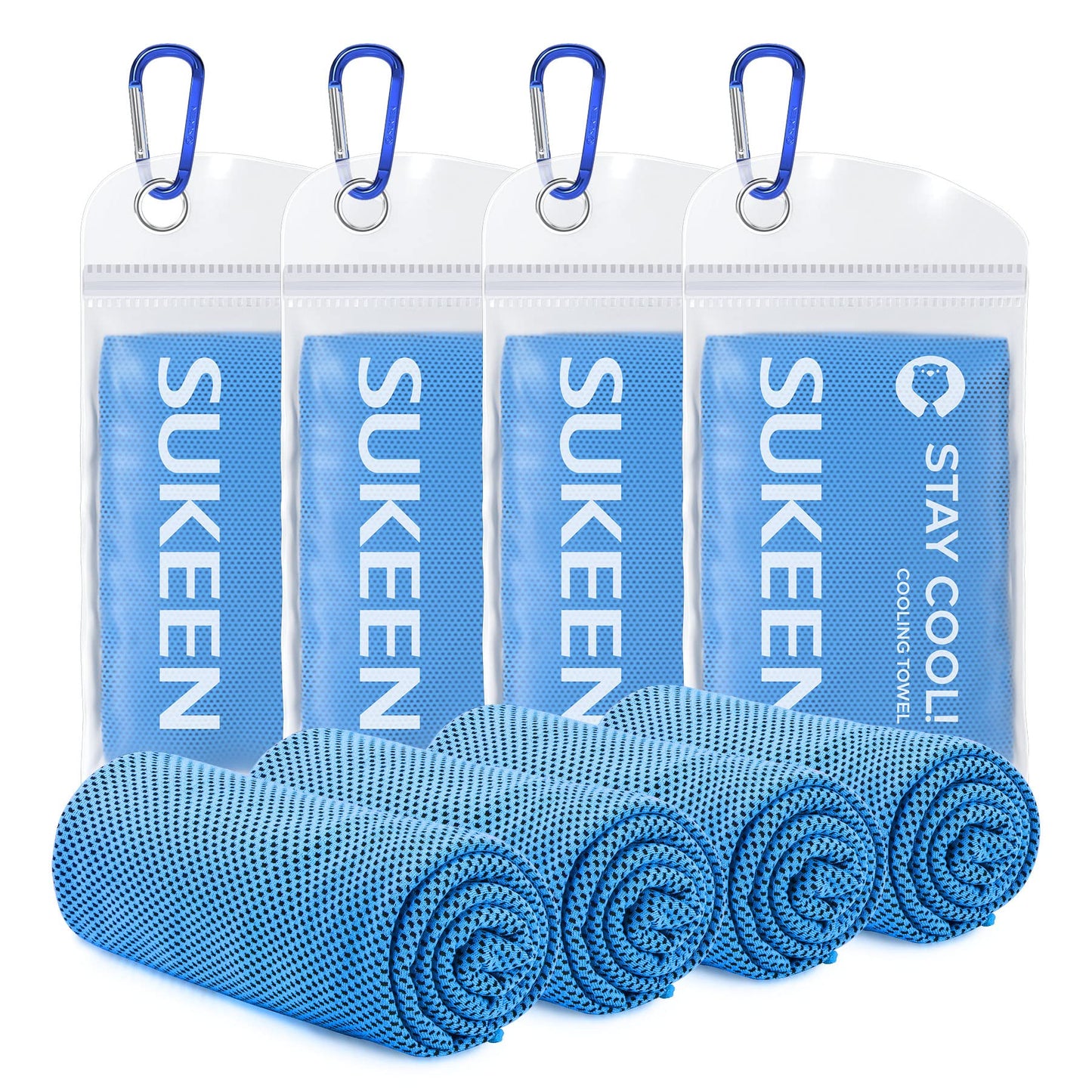 Sukeen [4 Pack Cooling Towel (40"x12"), Soft Breathable Chilly Microfiber Towel for Yoga,Sport,Running,Gym,Workout,Camping,Fitness,Workout & More Activities