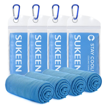 Sukeen [4 Pack Cooling Towel (40"x12"), Soft Breathable Chilly Microfiber Towel for Yoga,Sport,Running,Gym,Workout,Camping,Fitness,Workout & More Activities