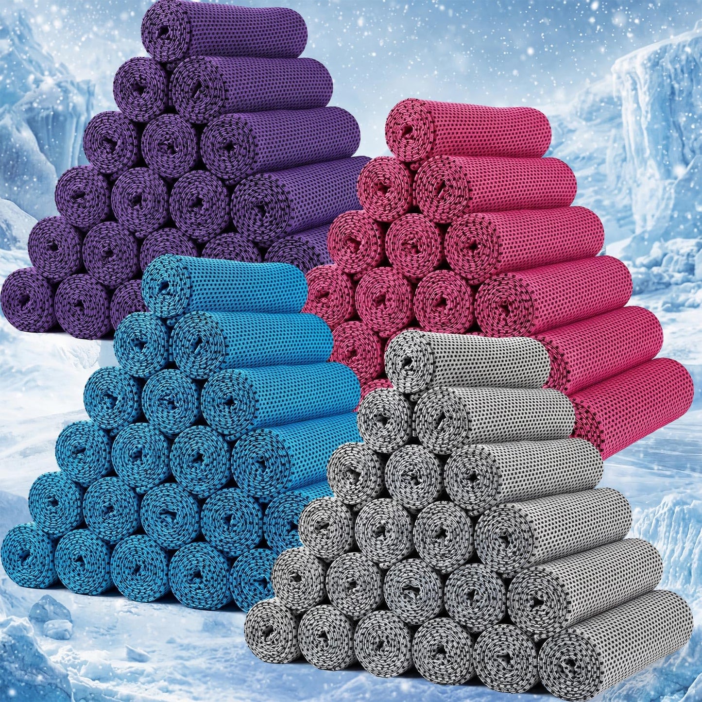 BBTO 100 Pack Cooling Towel - Microfiber Cold Sports Sweat Rags Neck & Face Breathable Ice Chilly Towel for Gym Yoga Golf Workout Beach Accessories