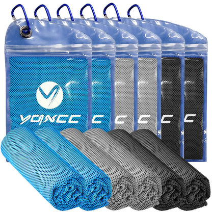 YQXCC 4 Pack Cooling Towels (47"x12"), Ice Cool Neck Towel, Soft Breathable Microfiber for Yoga, Golf, Gym, Running, Camping & Hot Weather