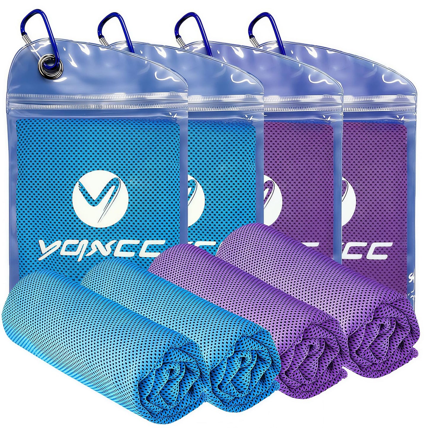 YQXCC 4 Pack Cooling Towels (40"x12"), Ice Cool Neck Towel, Soft Breathable Microfiber for Gym, Yoga, Golf, Running, Camping & All Hot Weather Activities