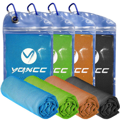 YQXCC 4 Pack Cooling Towels (47"x12"), Ice Cool Neck Towel, Soft Breathable Microfiber for Yoga, Golf, Gym, Running, Camping & Hot Weather