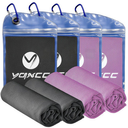 YQXCC 4 Pack Cooling Towels (40"x12"), Ice Cool Neck Towel, Soft Breathable Microfiber for Gym, Yoga, Golf, Running, Camping & All Hot Weather Activities