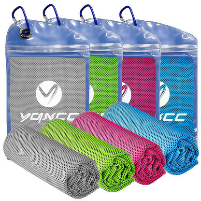 YQXCC 4 Pack Cooling Towels (40"x12"), Ice Cool Neck Towel, Soft Breathable Microfiber for Gym, Yoga, Golf, Running, Camping & All Hot Weather Activities