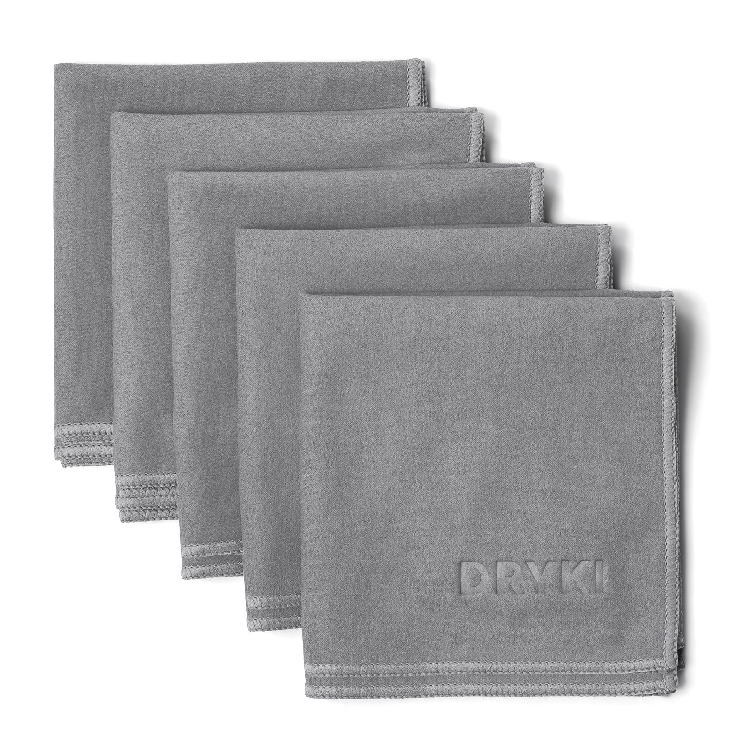 DRYKI Sweat Absorbing Handkerchiefs - The Original Pocket-Sized Sweat Towels - Quick-Dry Microfiber Sweat Rags for Face, Hands, & Body - Men & Women - Gym, Sports, and Work (Black: 5 Pack)