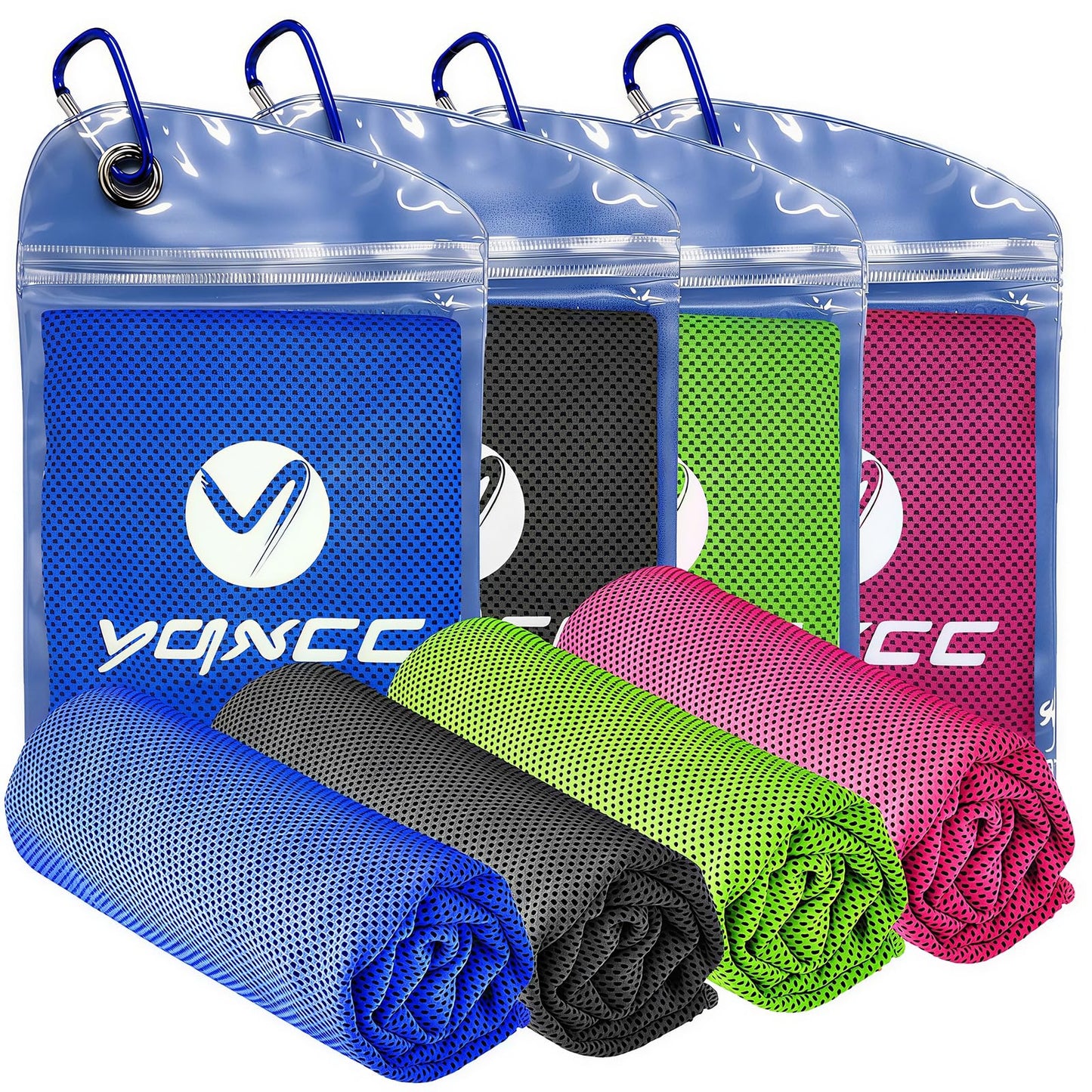 YQXCC 4 Pack Cooling Towels (40"x12"), Ice Cool Neck Towel, Soft Breathable Microfiber for Gym, Yoga, Golf, Running, Camping & All Hot Weather Activities