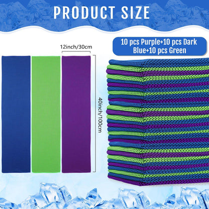 Hosuly 30 Pack Cooling Towels, 40"x12" Ice Breathable Soft Chilly Sweat Rag Microfiber Workout Rags for Gym Cooling Towels for Neck and Face for Yoga Golf Sport Running