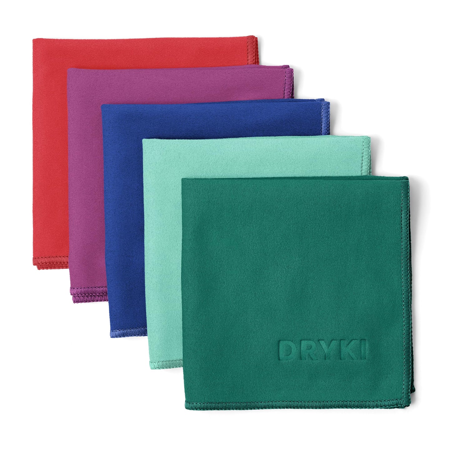 DRYKI Sweat Absorbing Handkerchiefs - The Original Pocket-Sized Sweat Towels - Quick-Dry Microfiber Sweat Rags for Face, Hands, & Body - Men & Women - Gym, Sports, and Work (Black: 5 Pack)