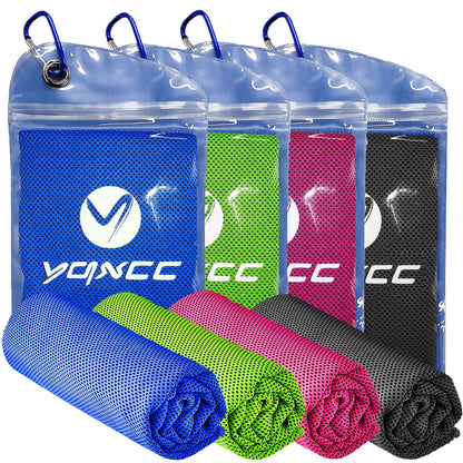 YQXCC 4 Pack Cooling Towels (47"x12"), Ice Cool Neck Towel, Soft Breathable Microfiber for Yoga, Golf, Gym, Running, Camping & Hot Weather