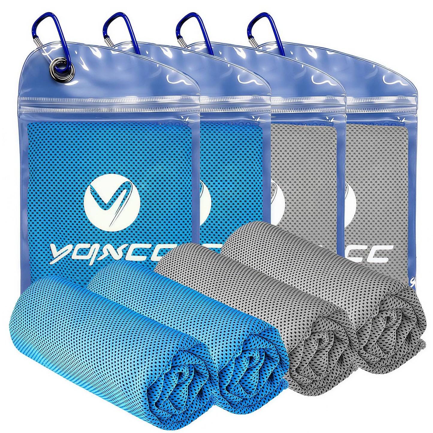 YQXCC 4 Pack Cooling Towels (40"x12"), Ice Cool Neck Towel, Soft Breathable Microfiber for Gym, Yoga, Golf, Running, Camping & All Hot Weather Activities