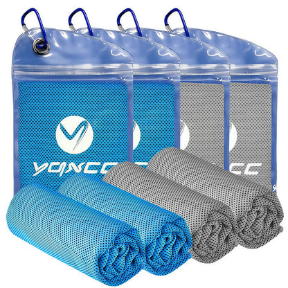 YQXCC 4 Pack Cooling Towels (40"x12"), Ice Cool Neck Towel, Soft Breathable Microfiber for Gym, Yoga, Golf, Running, Camping & All Hot Weather Activities